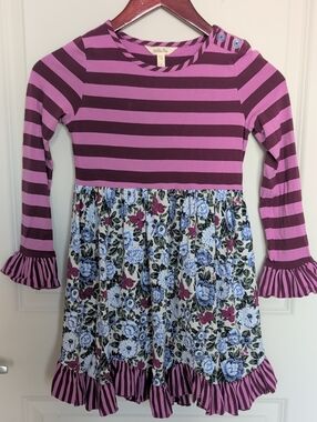 Matilda Jane Pink & Plum Striped Floral Girls' Dress